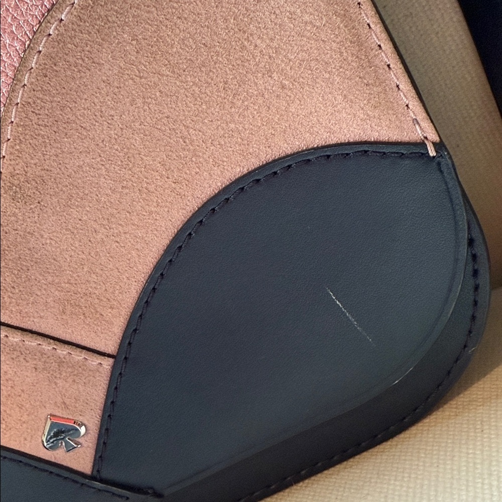 Pink and Black Crossbody Bag Kate Spade Blue Leather suede purse handbag gold - Picture 5 of 10